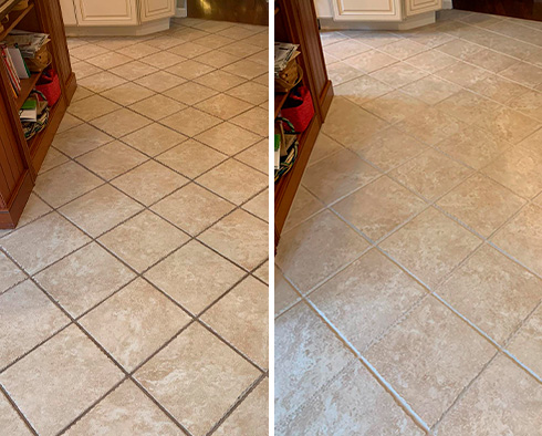 Before and After Picture of a Tile Cleaning in Downingtown, PA