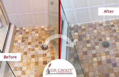 A Thorough Grout Cleaning Service Revitalized This Shower's Floor in Glen Mills, PA