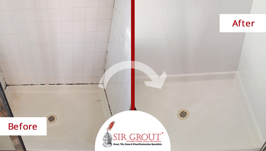 Read About the Extreme Makeover a Grout Sealing Gave This Shower in Coatesville, Pennsylvania
