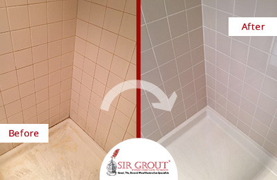 Before and After Picture of a Tile Cleaning Service in West Chester, PA - Shower Corner