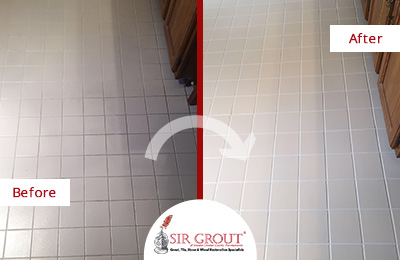 Before and After Picture of a Tile Cleaning Service in West Chester, PA - Bathroom Floor