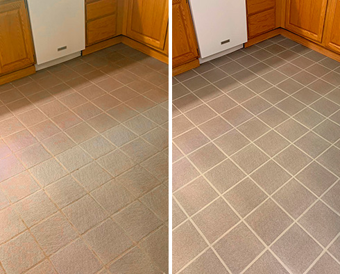 Before and After Picture of a Tile Cleaning Job in Pottstown, PA