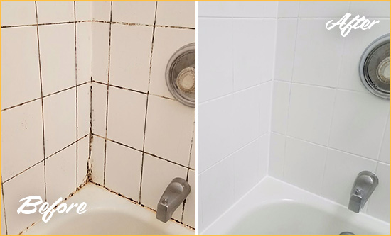 Before and After Picture of a Atglen Tub Caulked to Remove and Avoid Mold