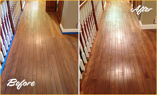 Before and After Picture of a Radnor Wood Deep Cleaning Service on a Worn Out Floor