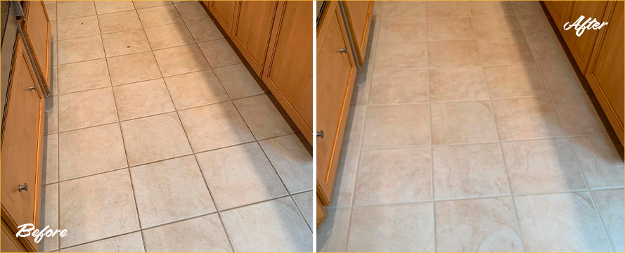 Before and After Picture of a Grout Cleaning in Glenmoore, PA