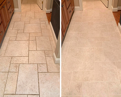 Floor Before and After Our Grout Sealing in Downingtown, PA