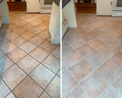 Before and After Picture of a Grout Cleaning in Wayne, Pennsylvania