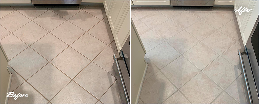 Before and After Picture of Our Grout Cleaning in Landenberg, PA