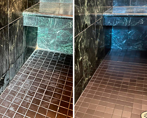 Shower Before and After Our Amazing Hard Surface Restoration Services in Chester Springs, PA
