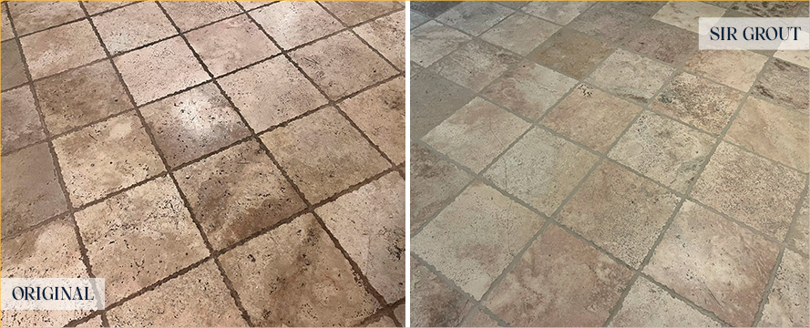 Travertine Floor Before and After a Superb Stone Cleaning in Pottstown, PA