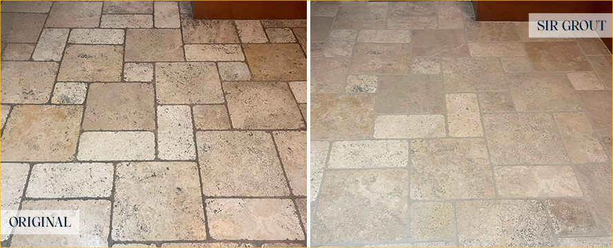 Floor Before and After Our Kennett Square Stone Cleaning Service