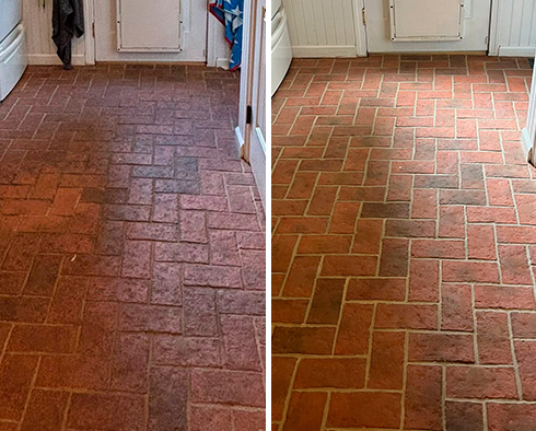 Floor Before and After a Grout Cleaning in West Chester, PA