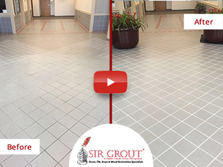 Before and After Picture of a Grout Cleaning Job in Essington