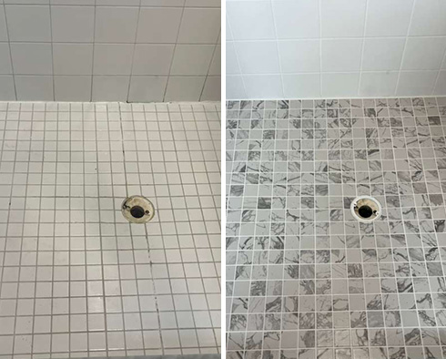 Tile Shower Before and After Our Hard Surface Restoration Services in Berwyn