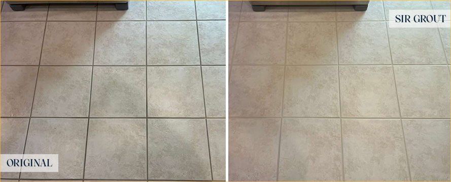 Tile Floor Before and After a Grout Sealing in Kennett Square