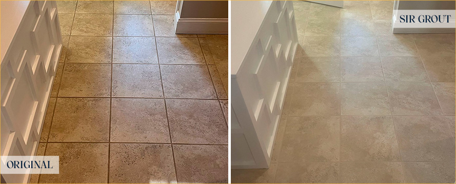 Floor Before and After a Flawless Grout Cleaning in Chester Springs, PA