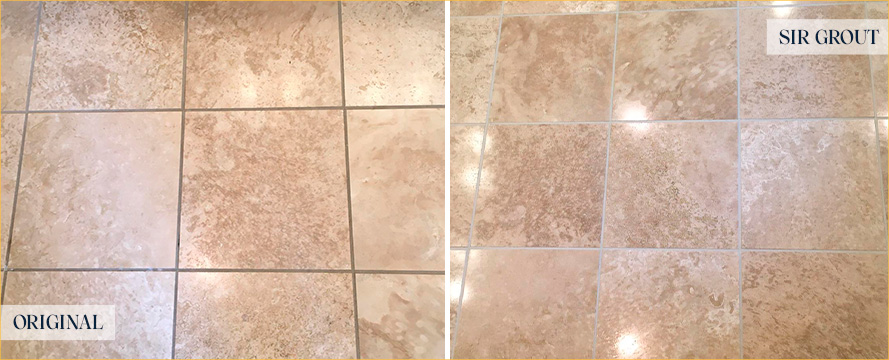 Floor Before and After a Flawless Stone Polishing in Chester, PA