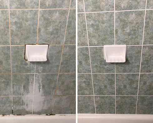 Shower Before and After a Tile Cleaning in West Chester, PA