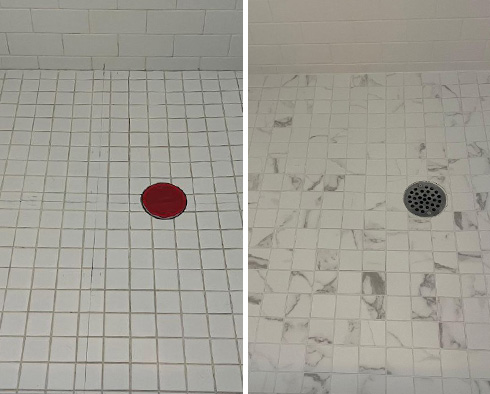 Shower Before and After Our Hard Surface Restoration Services in Berwyn, PA 