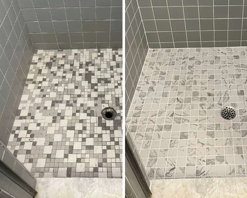 Shower Before and After Our Paoli Hard Surface Restoration Services