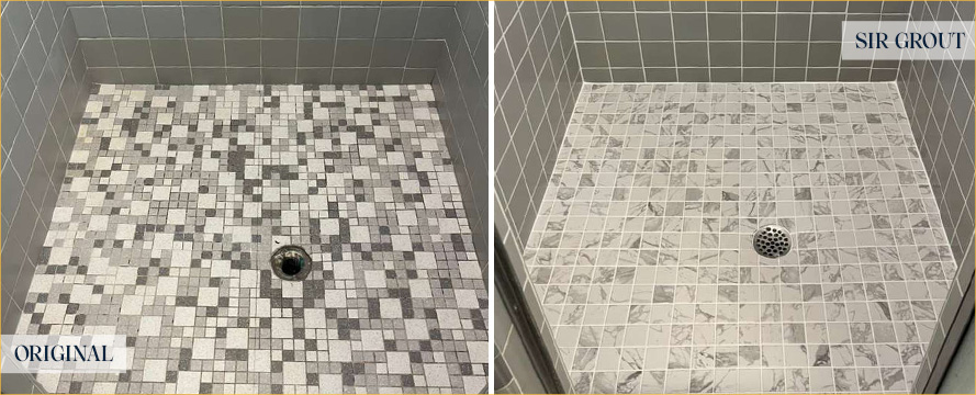 Shower Before and After Our Paoli Hard Surface Restoration Services