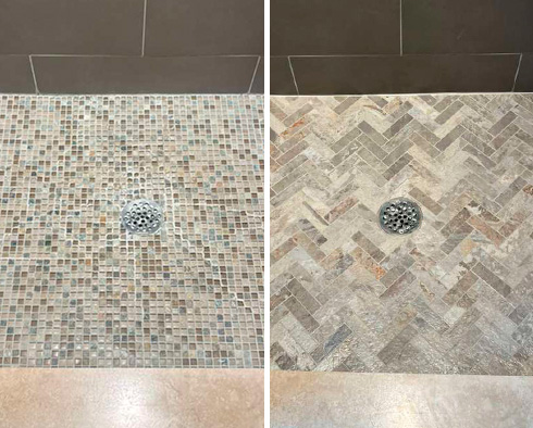 Shower Before and After Our Hard Surface Restoration Services in West Chester, PA