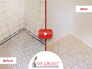 Before and After Picture of a Tile Cleaning Job in Phoenixville, Pennsylvania