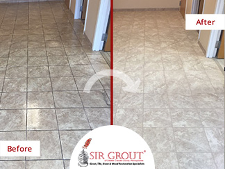 Before and After Picture of a Tile Cleaning Service in Exton, Pennsylvania