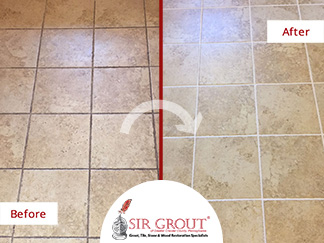 Before and After Picture of a Floor Tile and Grout Cleaners in King of Prussia, PA