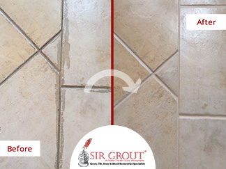 Before and After Picture of a Tile Grout Cleaning Service in Berwyn, PA