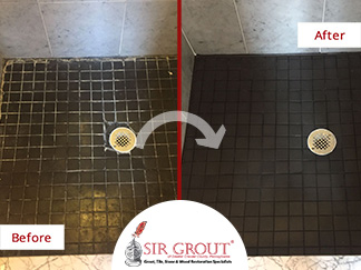 Before and After Picture of a Tile Cleaning Service in Bryn Mawr, PA
