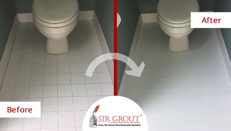 Before and After of a Tile and Grout Cleaners in Phoenixville, PA