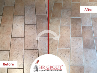 Before and After Picture of a Grout Cleaning Service in Berwyn, PA