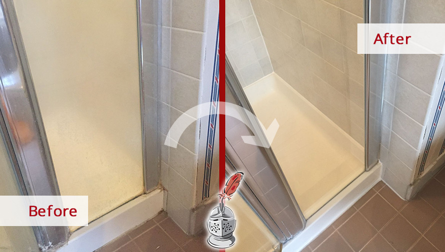Before and After Picture of a Shower Tile Cleaning in West Chester, Pennsylvania