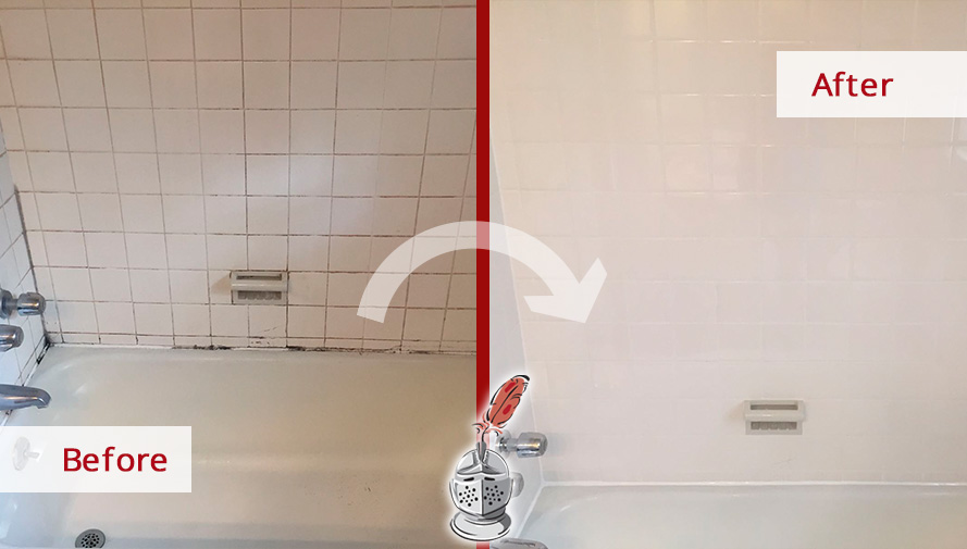 Before and after Picture of How This Ceramic Tile Shower Was Completely Transformed after a Caulking Job Done in Havertown, PA