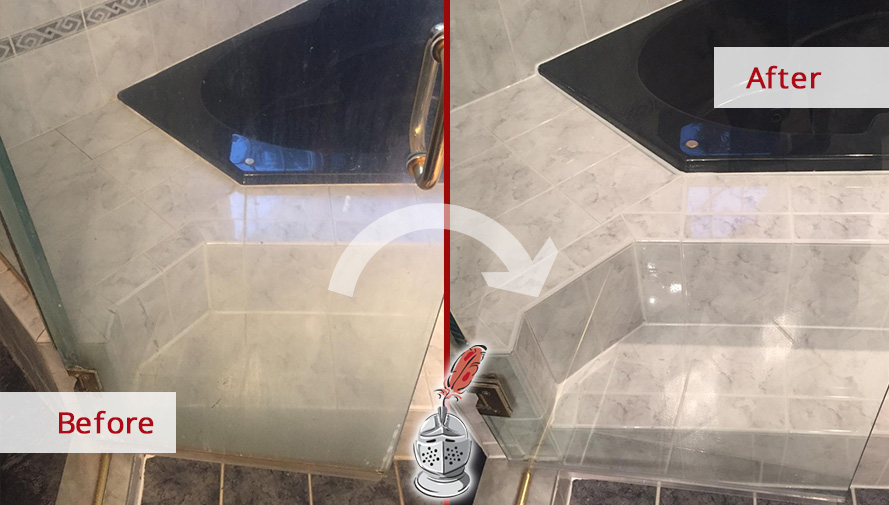 Before and after Picture of a Caulking to This Bathroom in Glen Mills, PA