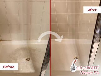 Before and After Picture of a Caulking Service in Exton, PA