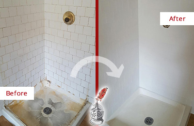 Sir Grout Cleans this Pocopson Shower Cleaned to Eliminate Mold Before and After Picture of a Pocopson Shower Cleaned to Eliminate Mold